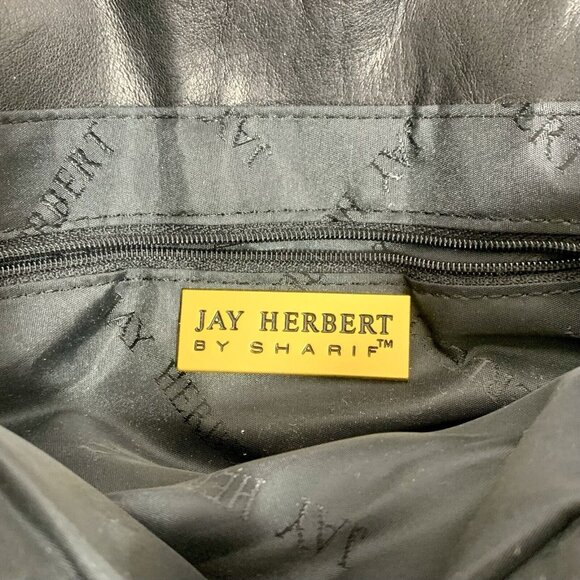 Jay Herbert by SHARIF Black Leather w/ Gold Tone Crossbody Strap Fold Over Snap - Picture 12 of 13